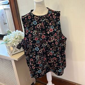 Eyeshadow black floral sleeveless top Size 3 X EUC